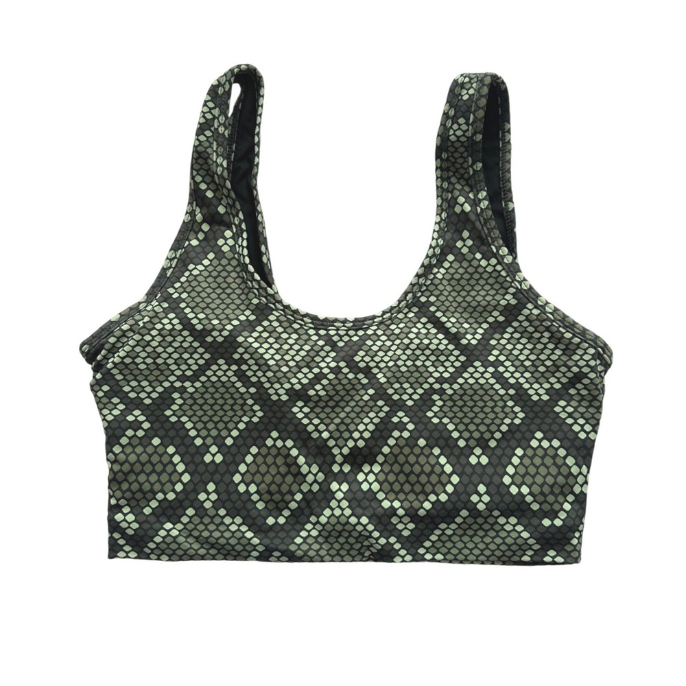 Balance Athletica Womens Green Snakeskin Print Sports Bra Crop Top Size Medium